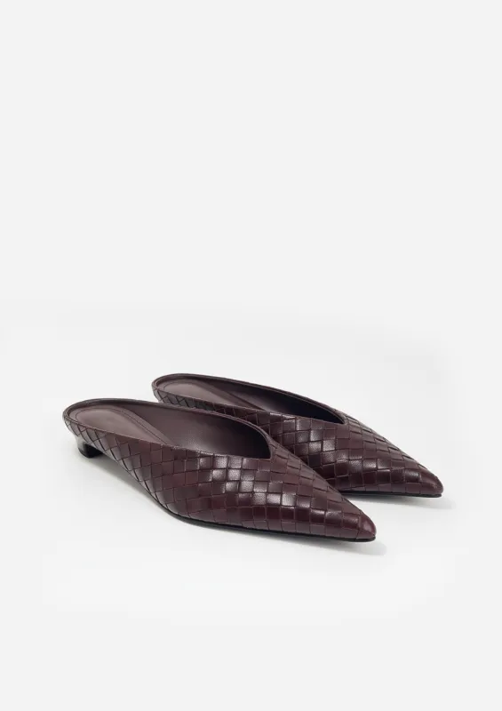 Ruby Woven Mules – Burgundy sold by JW PEI