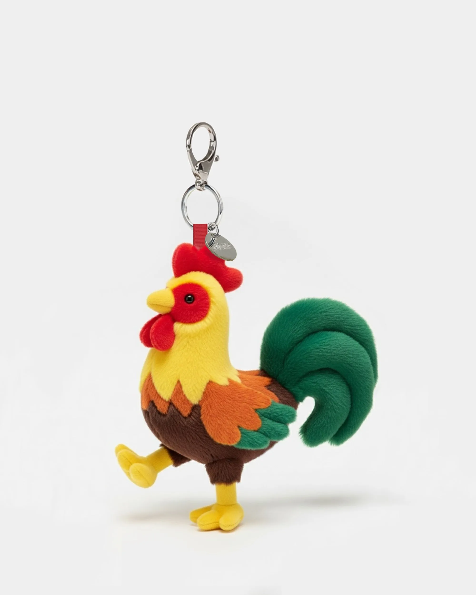 Rooster Plush Bag Charm with Keychain Clip – Multicolor sold by JW PEI
