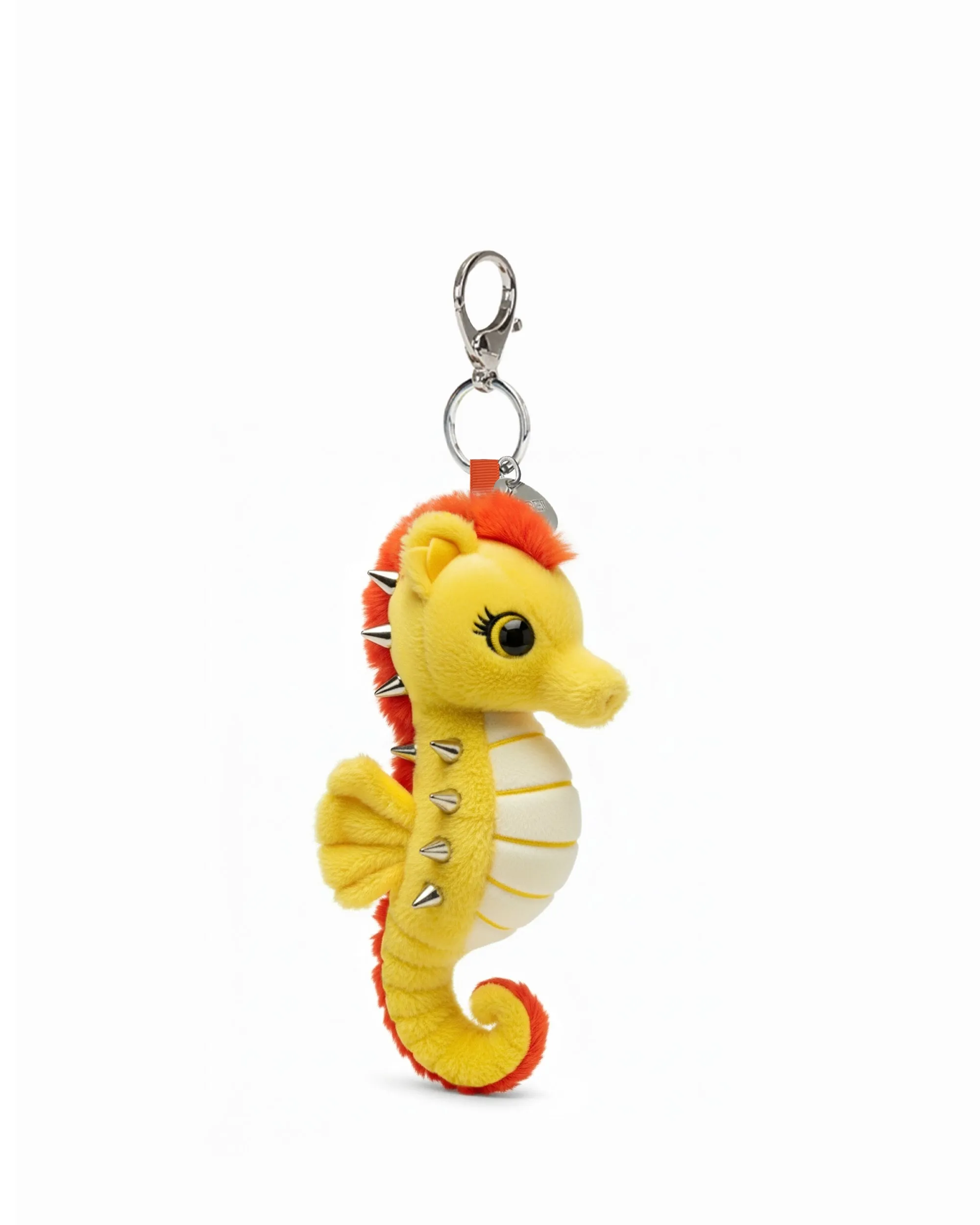 Spiky Seahorse Plush Bag Charm Keychain – Yellow & Orange sold by JW PEI