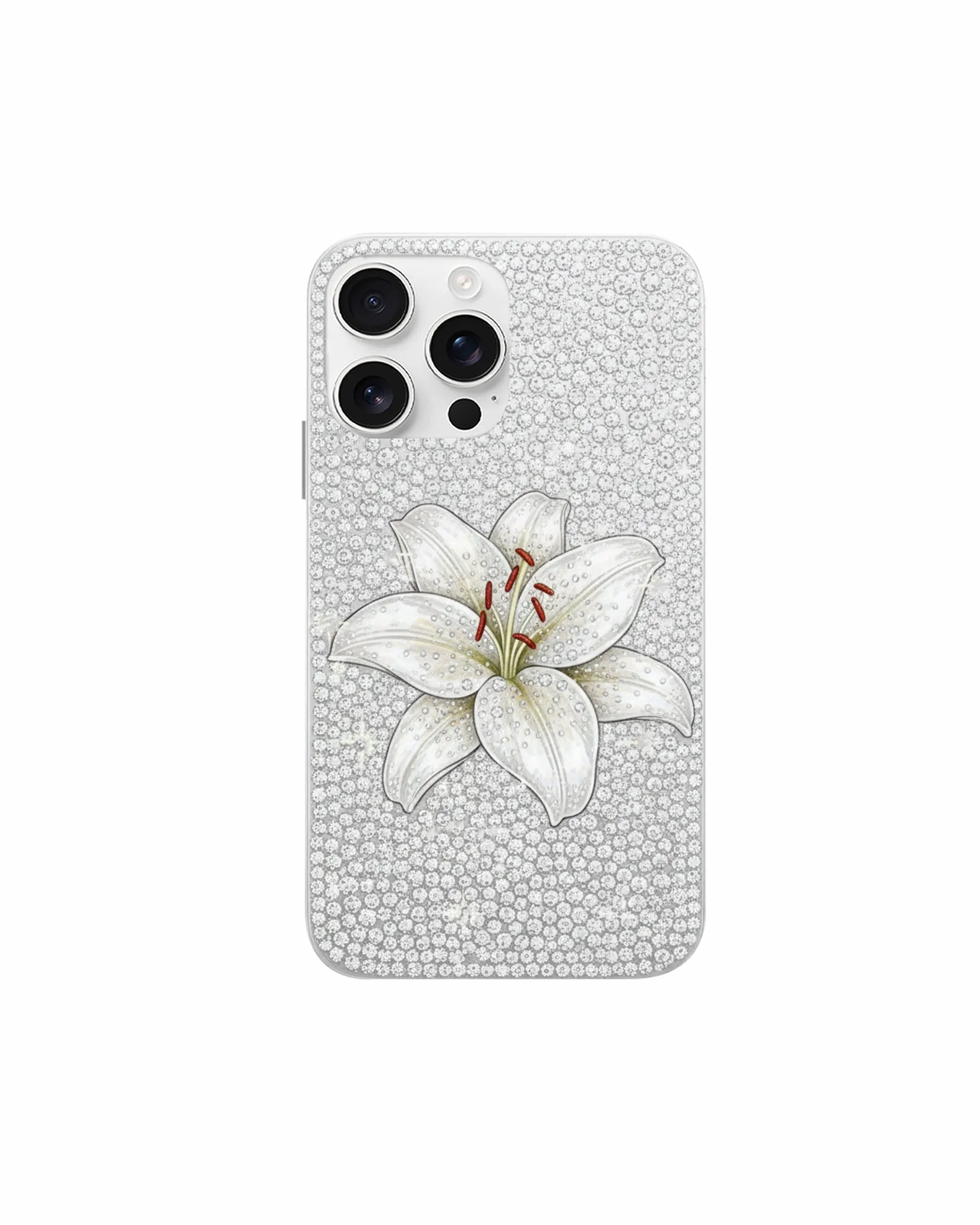 White Lily Artificial Crystal Phone Case – White sold by JW PEI