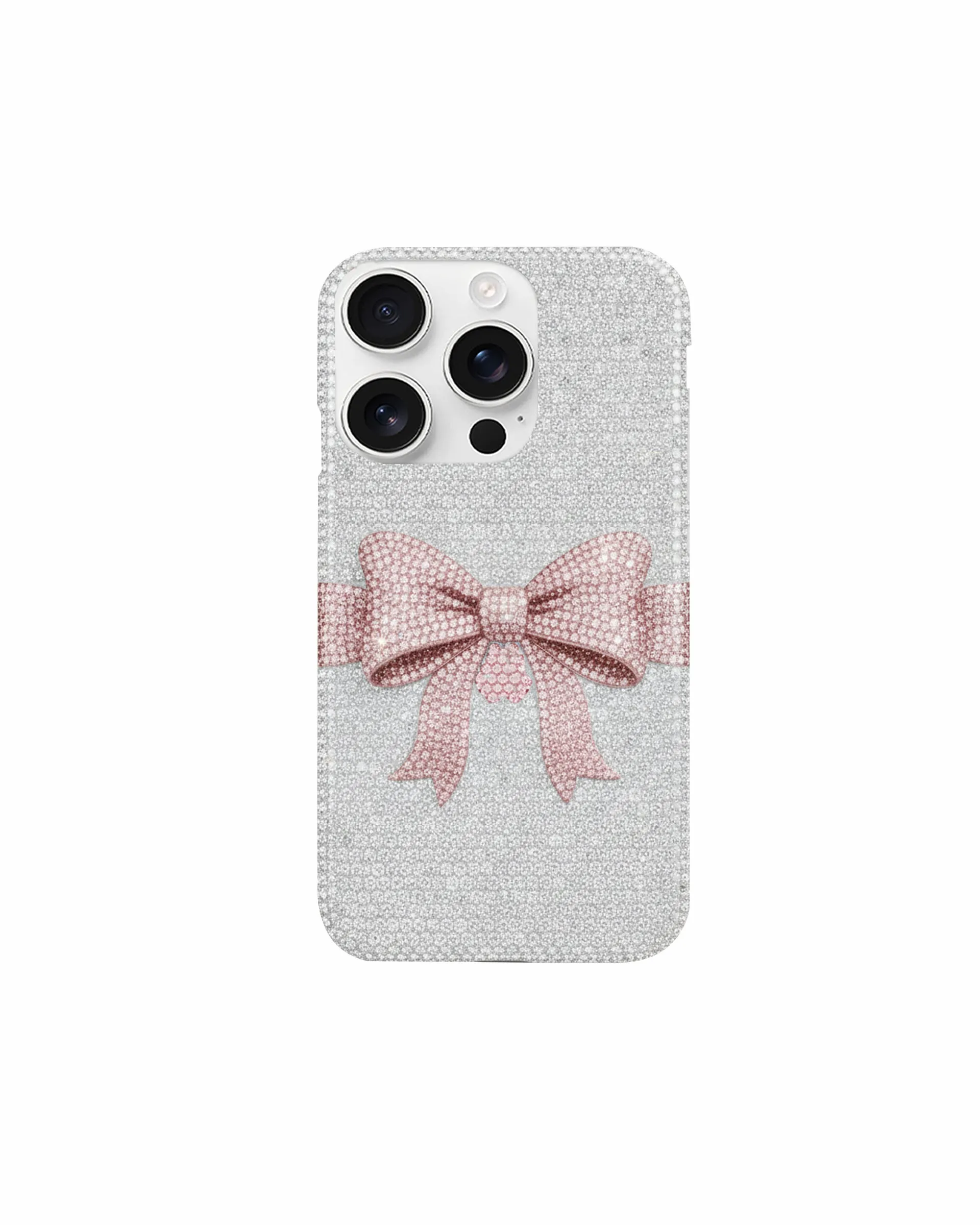 Pink Bow Artificial Crystal Phone Case – White sold by JW PEI