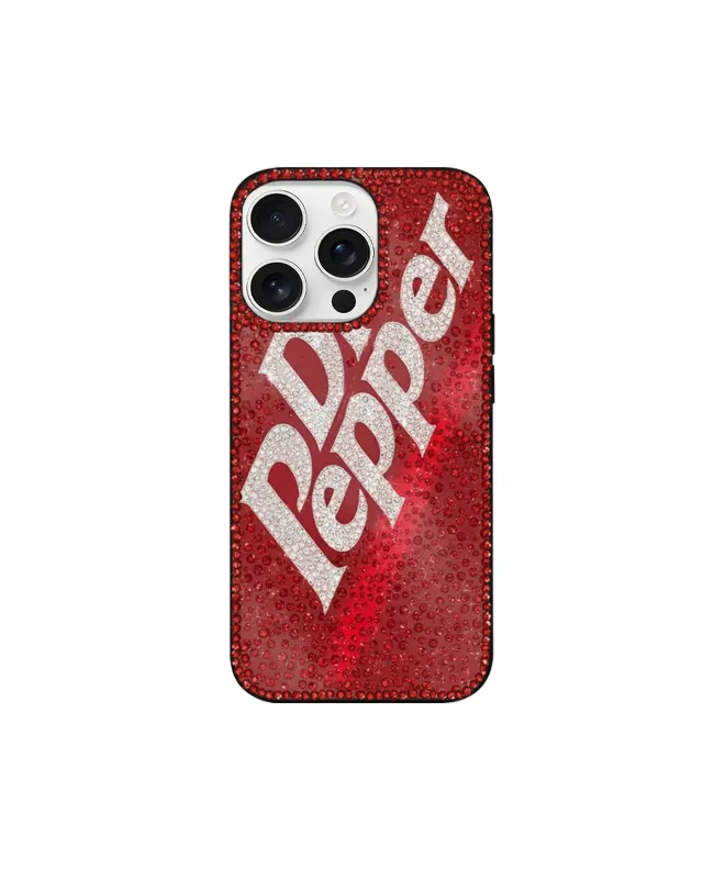 Dr. Pepper Artificial Crystal Phone Case – Red sold by JW PEI