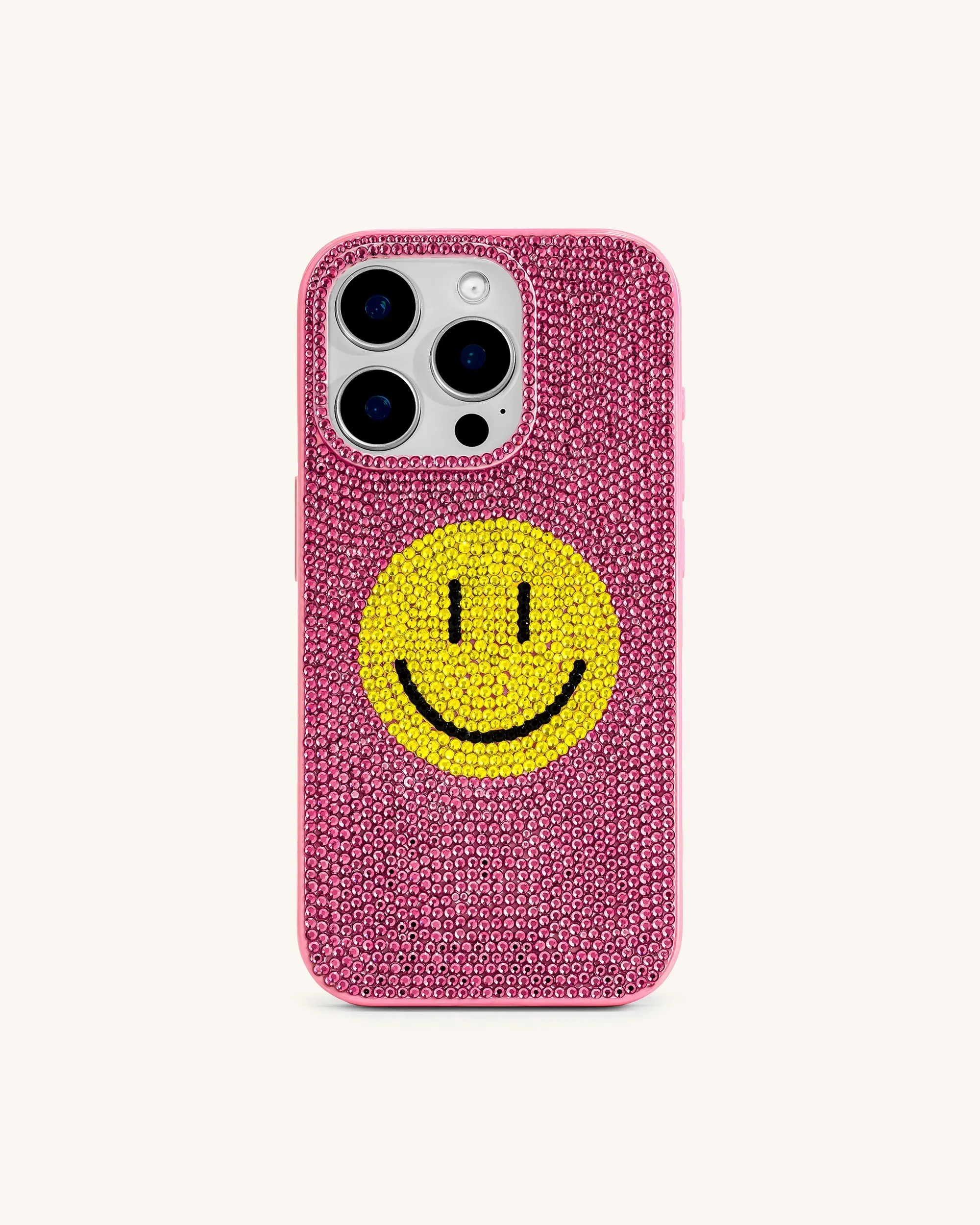 Smile Face Artificial Crystal Phone Case - Pink sold by JW PEI