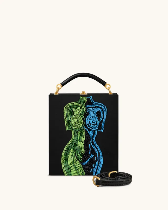 Elle Colorful Beaded Book Top Handle Bag - Black sold by JW PEI