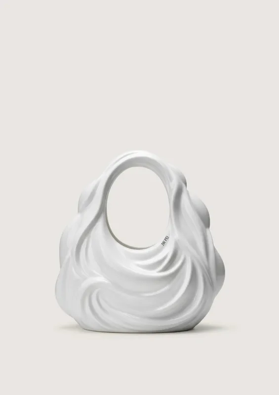 Swirl Sculpted Top Handle Bag - White sold by JW PEI