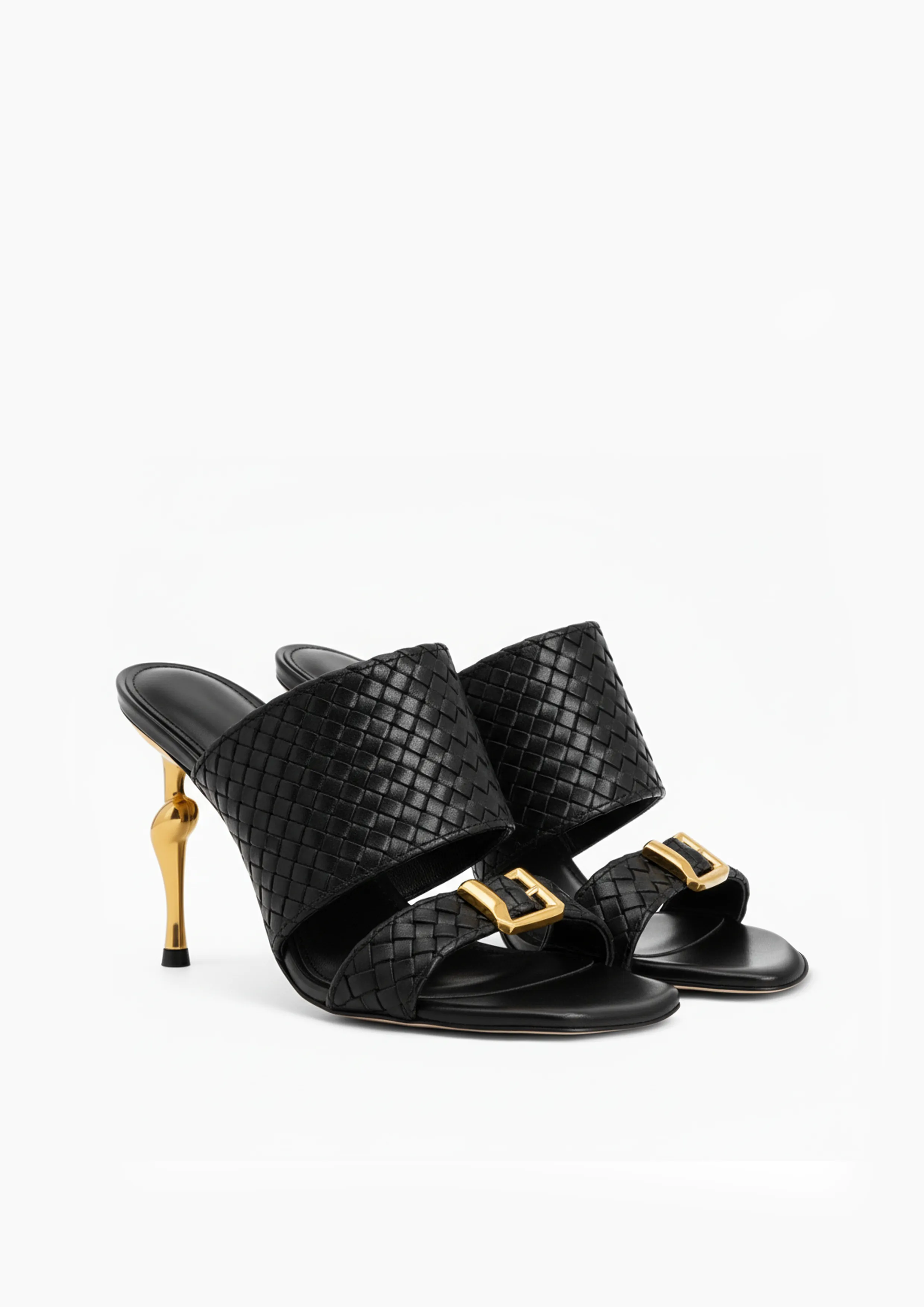 Ava Woven Buckle Mules – Black sold by JW PEI