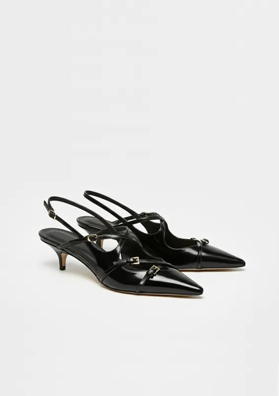Maya Buckled Slingbacks – Black sold by JW PEI