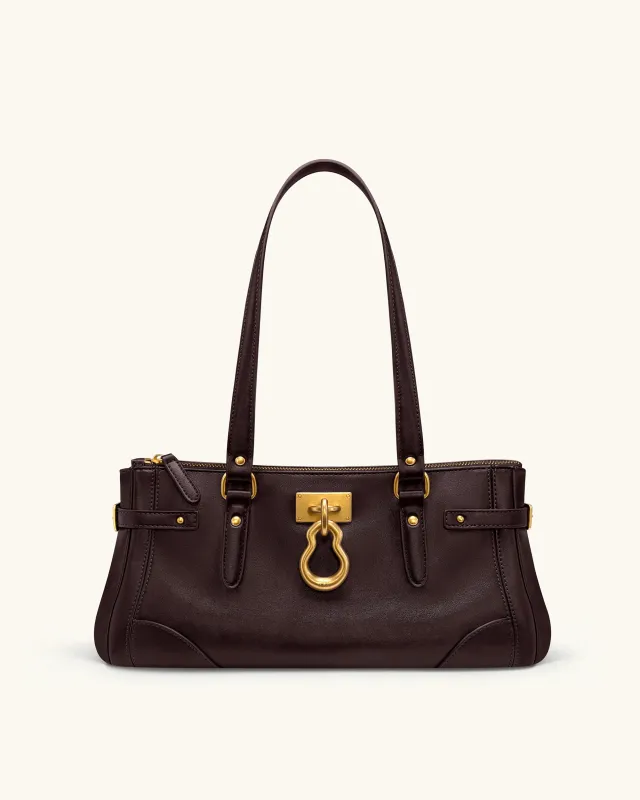 Yvette Elongated Tote Bag - Dark Brown sold by JW PEI