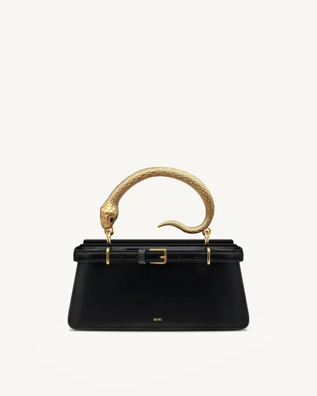 Elena Snake Handle Top Handle Bag - Black sold by JW PEI