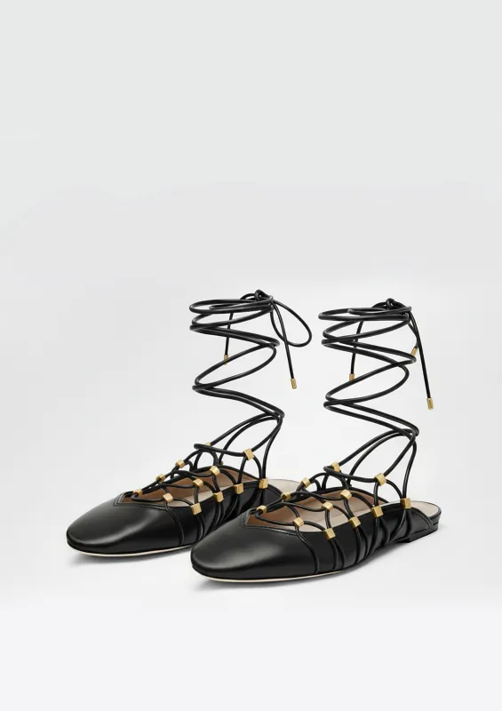 Callie Lace-Up Flats – Black sold by JW PEI