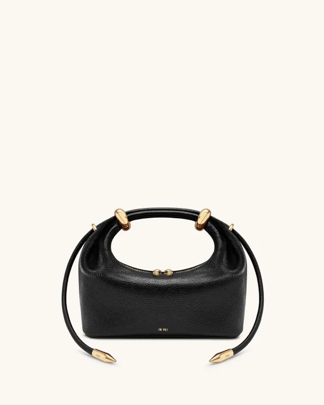 Ellie Metal Ring Embellished Top Handle Bag - Black sold by JW PEI