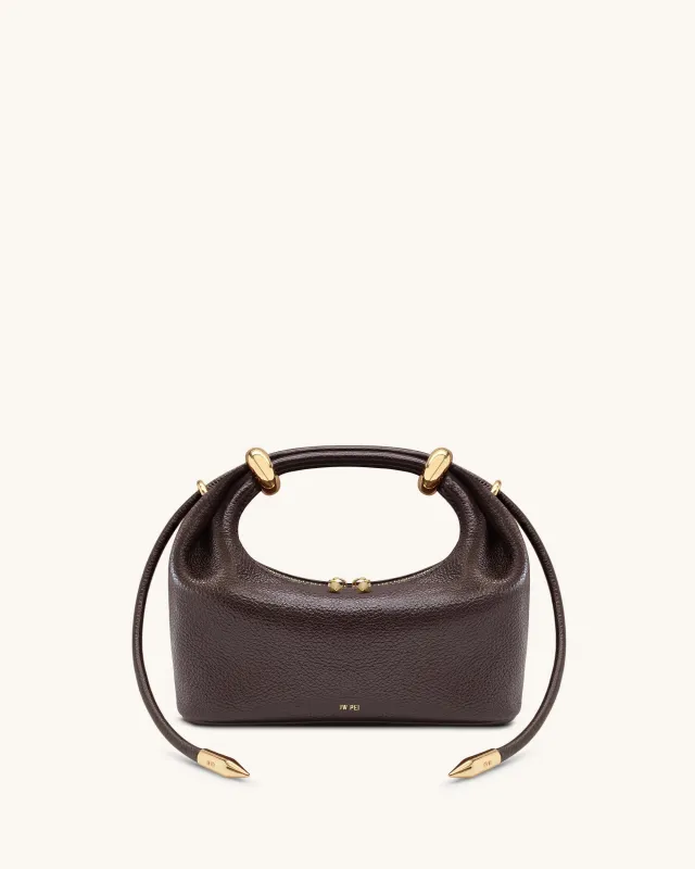 Ellie Metal Ring Embellished Top Handle Bag - Dark Brown sold by JW PEI
