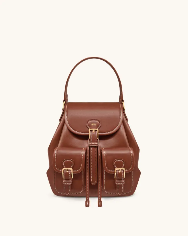 Harper Buckle Pocket Backpack - Dark Brown sold by JW PEI