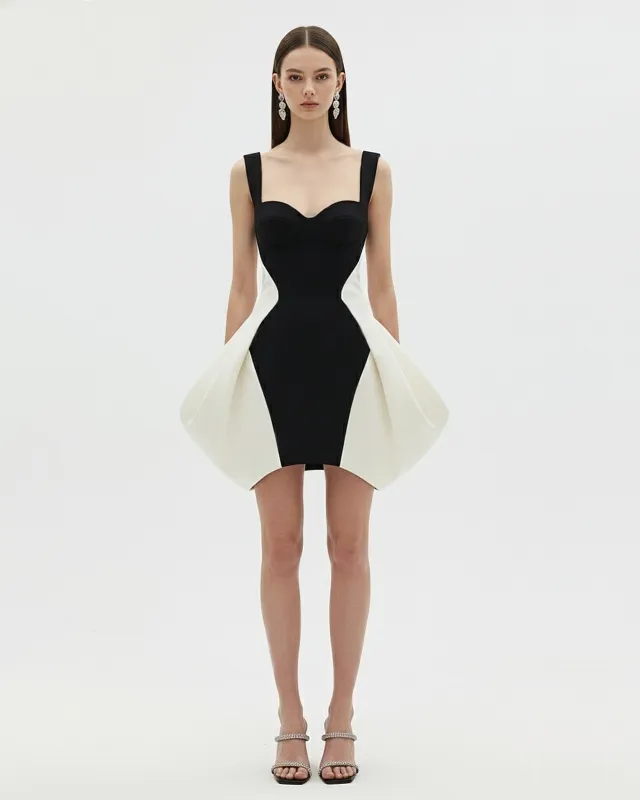 Monochrome Paneled Bustier Mini Dress - Black sold by JW PEI
