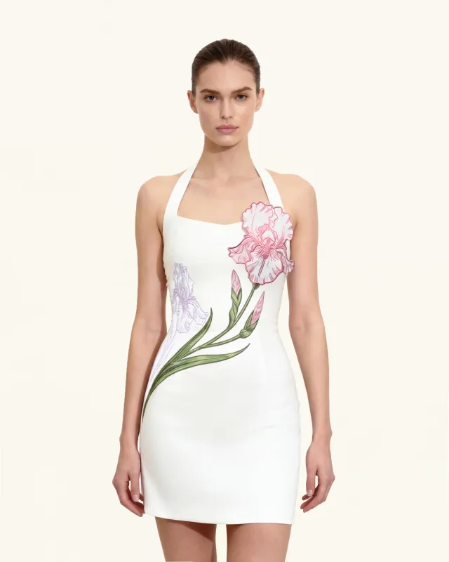 Floral Halter Bodycon Dress - White sold by JW PEI