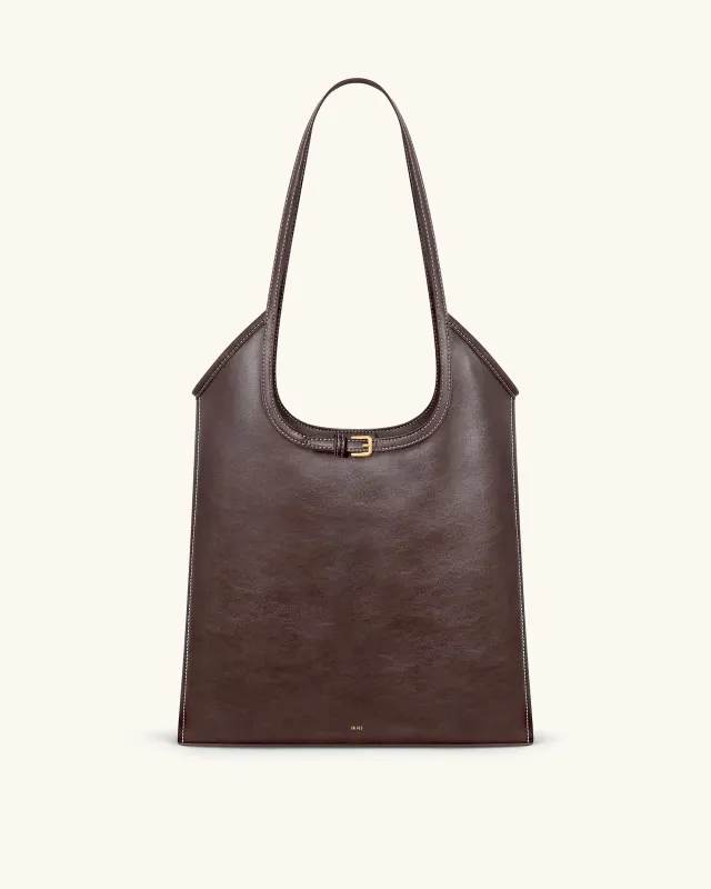 Brooke Belted Embellished Shoulder Tote Bag - Dark Brown sold by JW PEI
