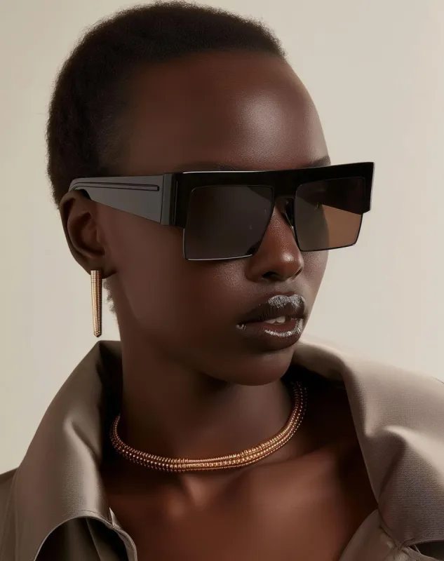 Amia Square Frame Sunglasses - Black sold by JW PEI