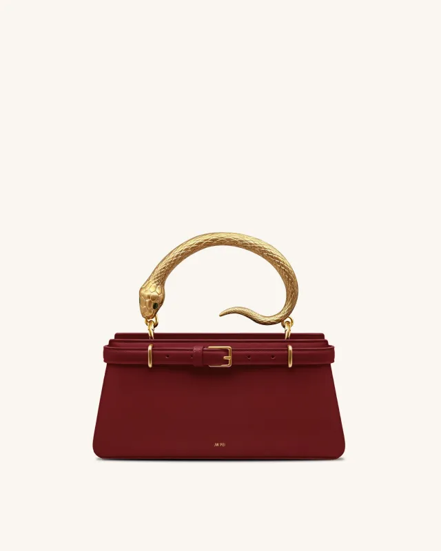 Elena Snake Handle Top Handle Bag - Wine Red sold by JW PEI