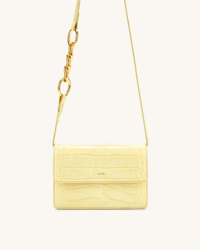 Julia Chain Crossbody Bag - Light Yellow Croc sold by JW PEI