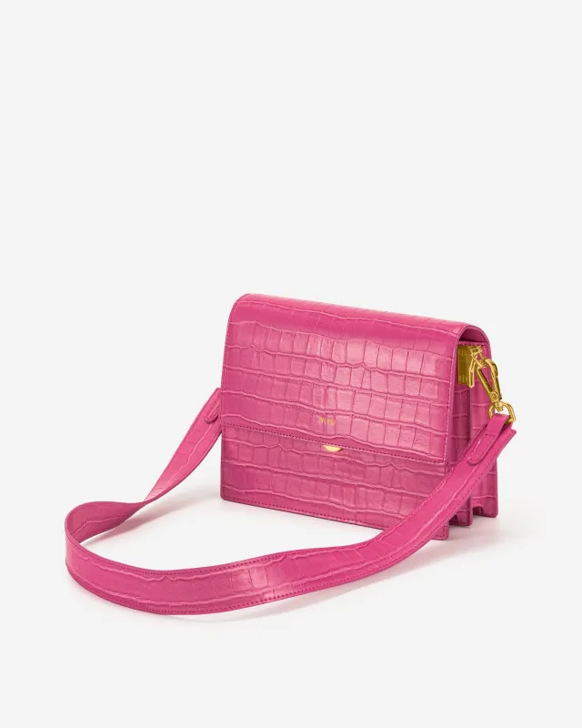 Mini Flap Bag - Rose Red Croc sold by JW PEI