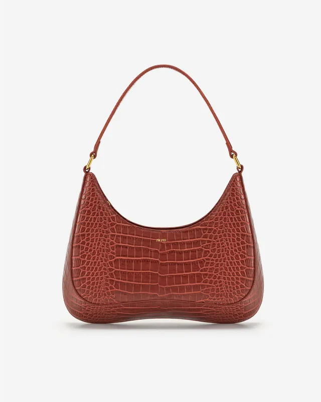Ruby Shoulder Bag - Dark Red Croc sold by JW PEI