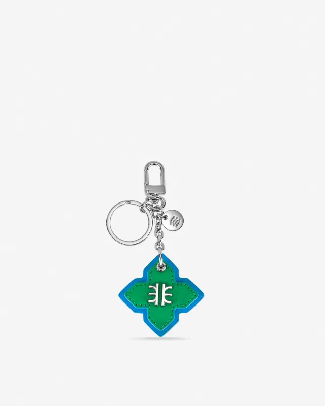 Rhombus Bag Charm And Key Holder - Grass Green & Lake Blue sold by JW PEI