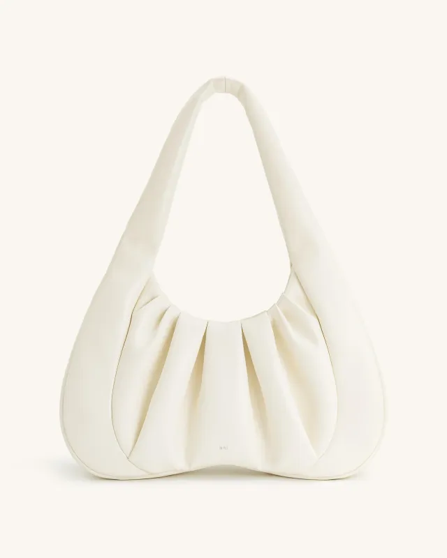 Ashley Ruched Shoulder Bag - White sold by JW PEI