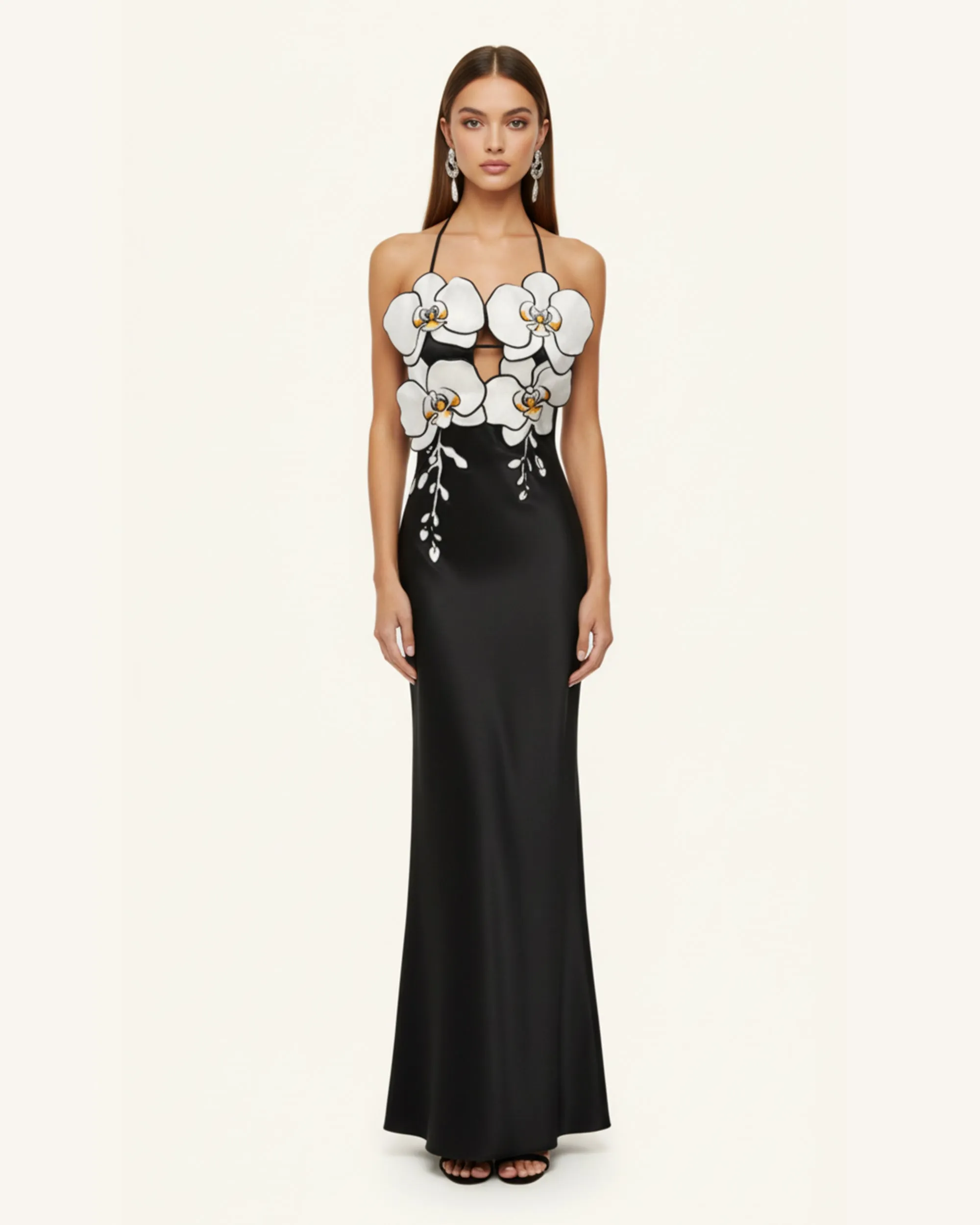Orchid Embroidered Dress – Black/White sold by JW PEI