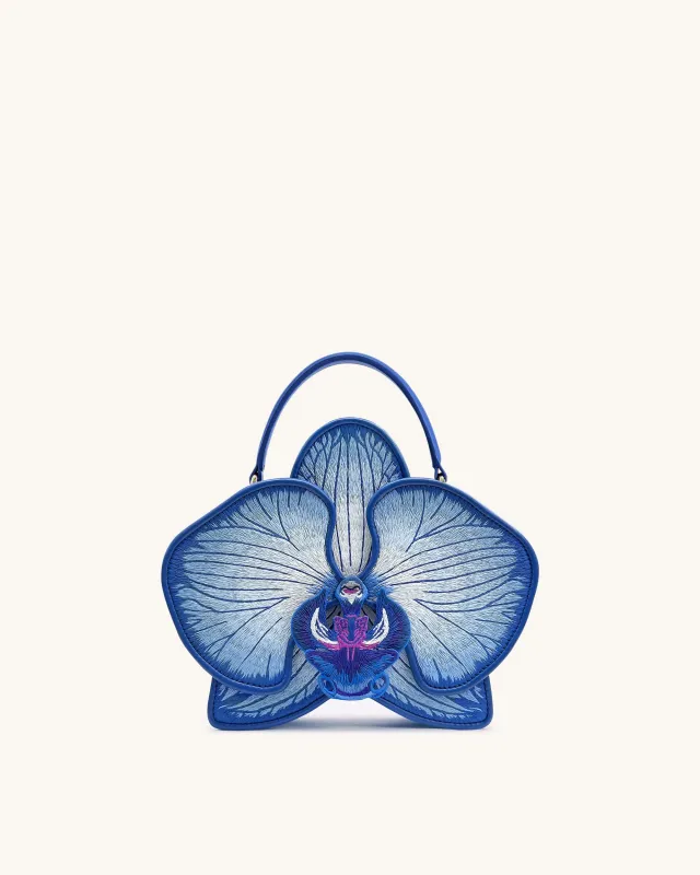 Flora Orchid Shaped Top Handle Bag - Blue sold by JW PEI