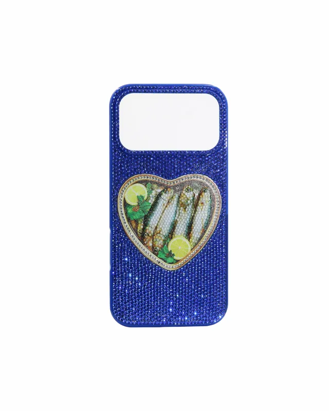Sardine Motif Artificial Crystal Phone Case - Cobalt Blue sold by JW PEI