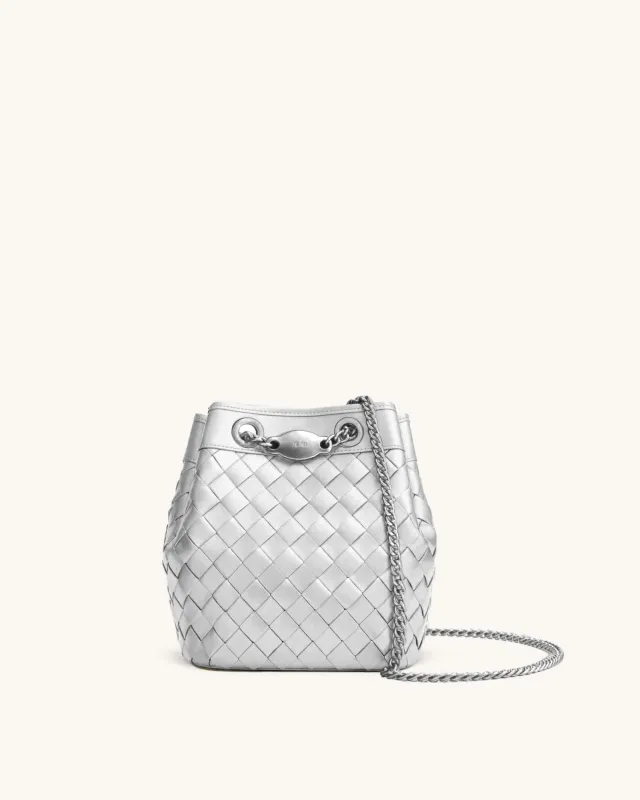 Yara Hand-Woven Bucket Bag - Silver sold by JW PEI