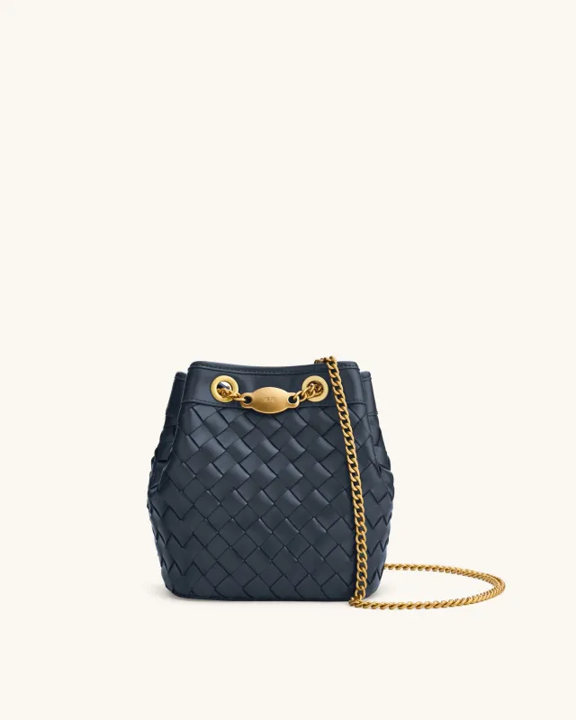 Yara Hand-Woven Bucket Bag - Navy sold by JW PEI