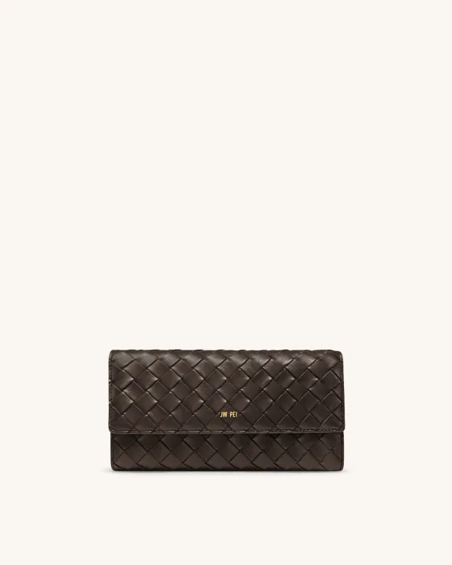 Woven Texture Flap Wallet - Chocolate sold by JW PEI