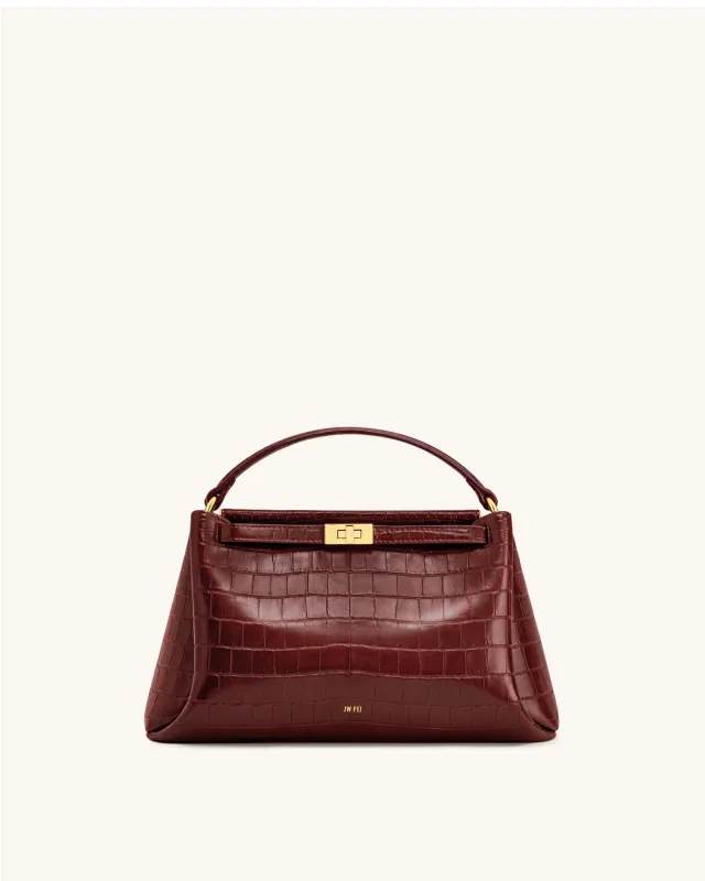 Carmen Top Handle Bag - Burgundy Croc sold by JW PEI