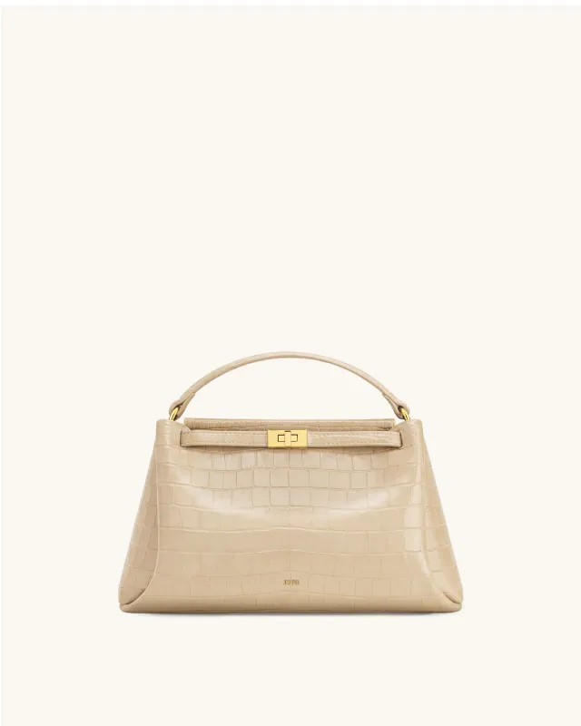 Carmen Top Handle Bag - Beige Croc sold by JW PEI