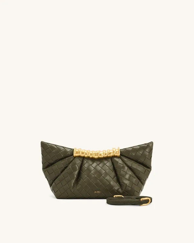 Leia Weave Texture Pleated Clutch - Olive Green sold by JW PEI
