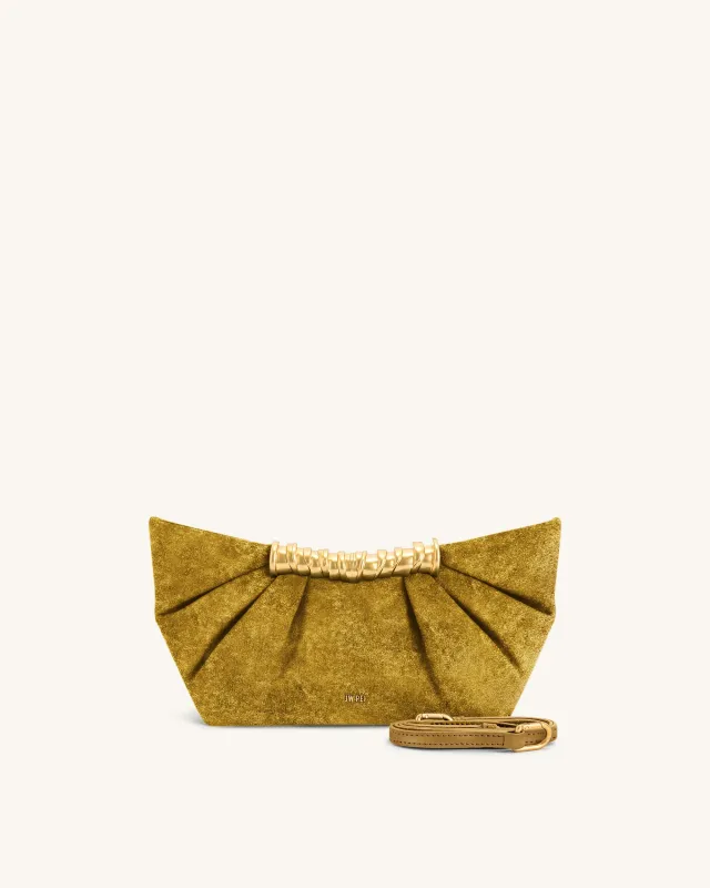 Leia Faux Velvet Pleated Clutch - Ginger Yellow sold by JW PEI