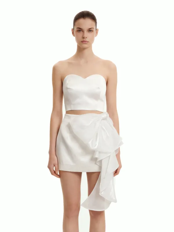 Cascading Bow Mini Skirt - White sold by JW PEI