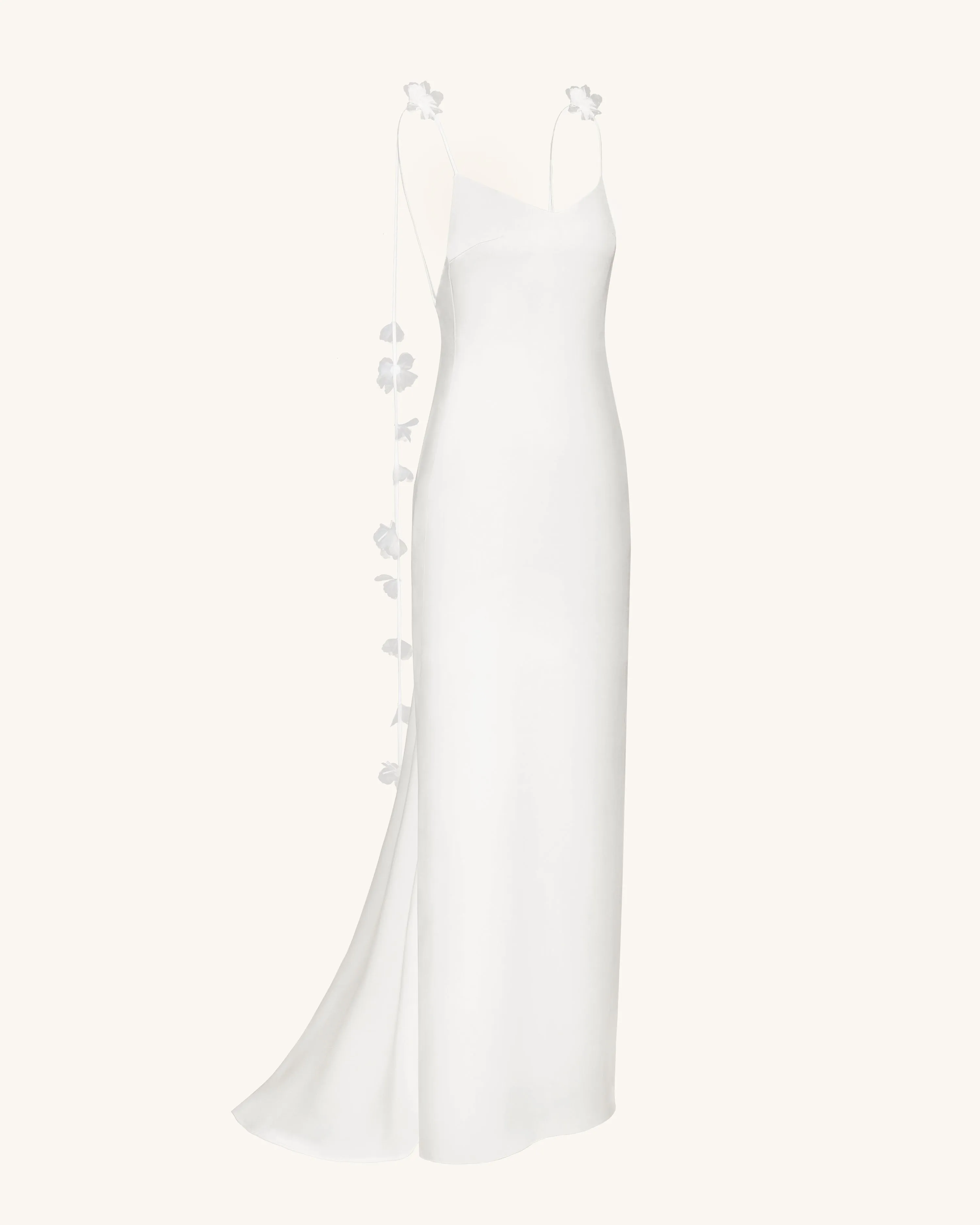 Satin Strappy Maxi Dress with Floral Streamers - White sold by JW PEI product image thumbnail 5