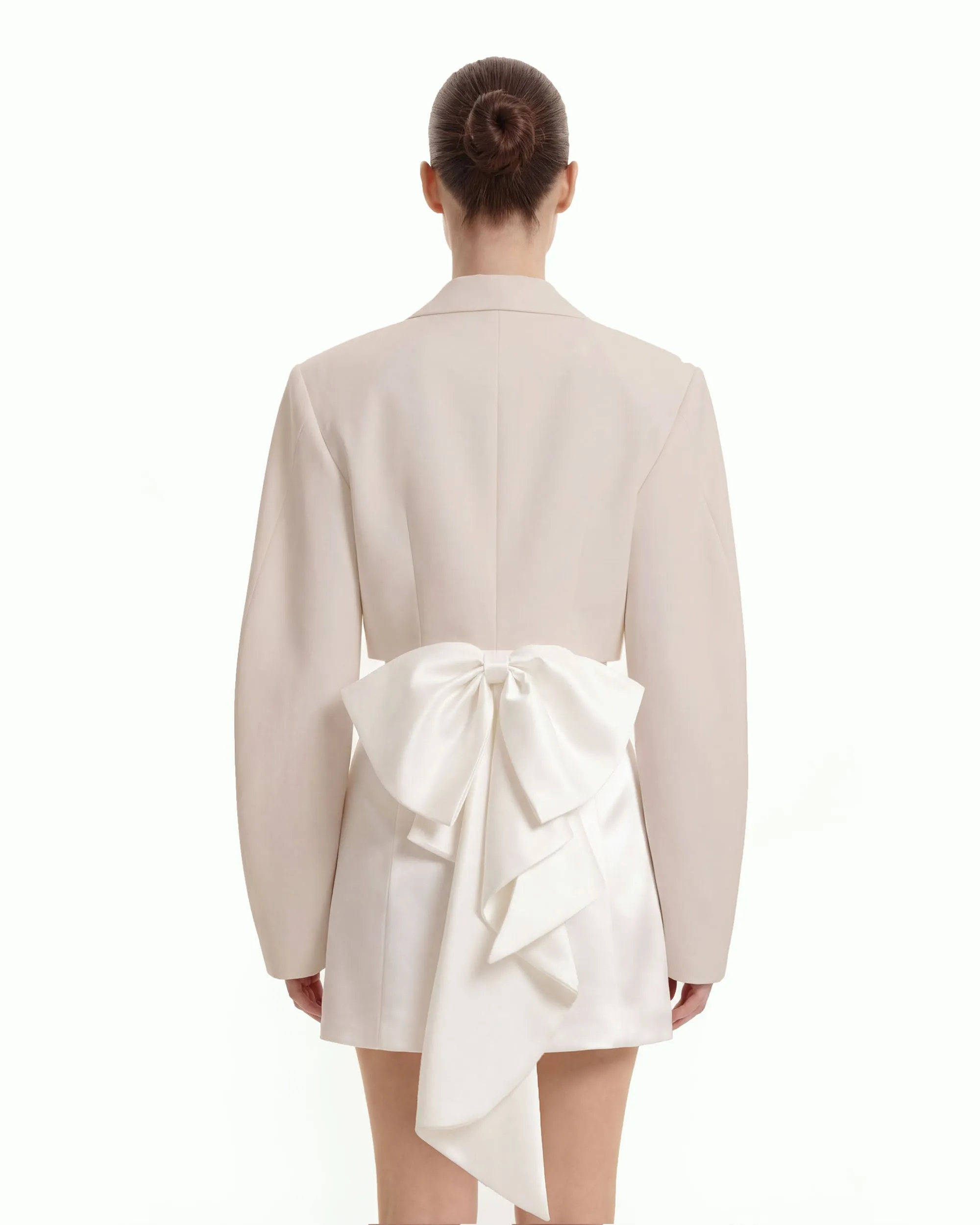Structured Power-Shoulder Cropped Blazer - Beige sold by JW PEI product image thumbnail 2