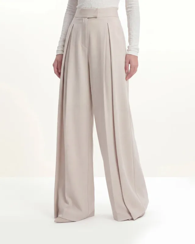 Pleated Wide-Leg Trousers - Beige sold by JW PEI