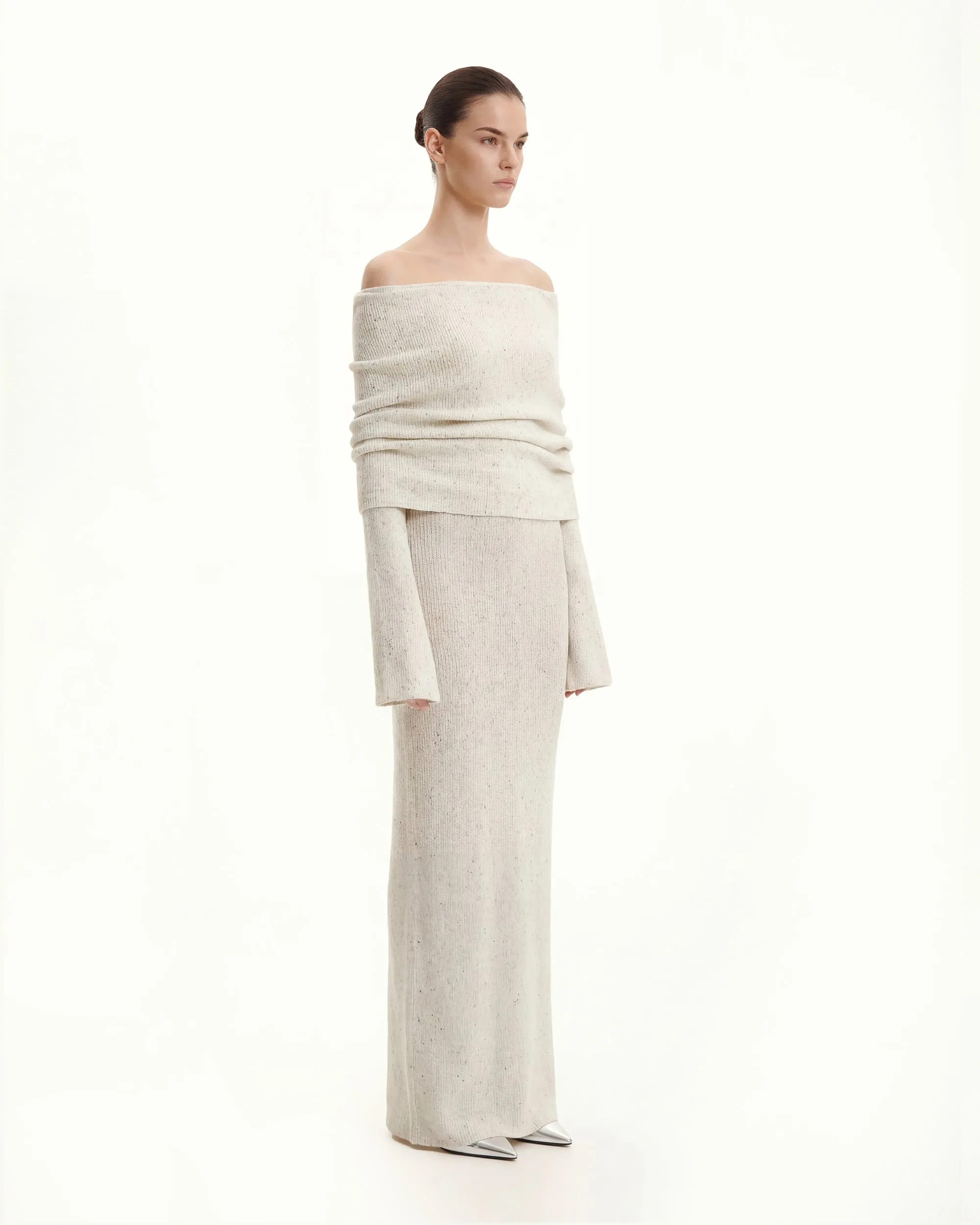 Knit Off-Shoulder Maxi Dress - Cream sold by JW PEI product image thumbnail 2