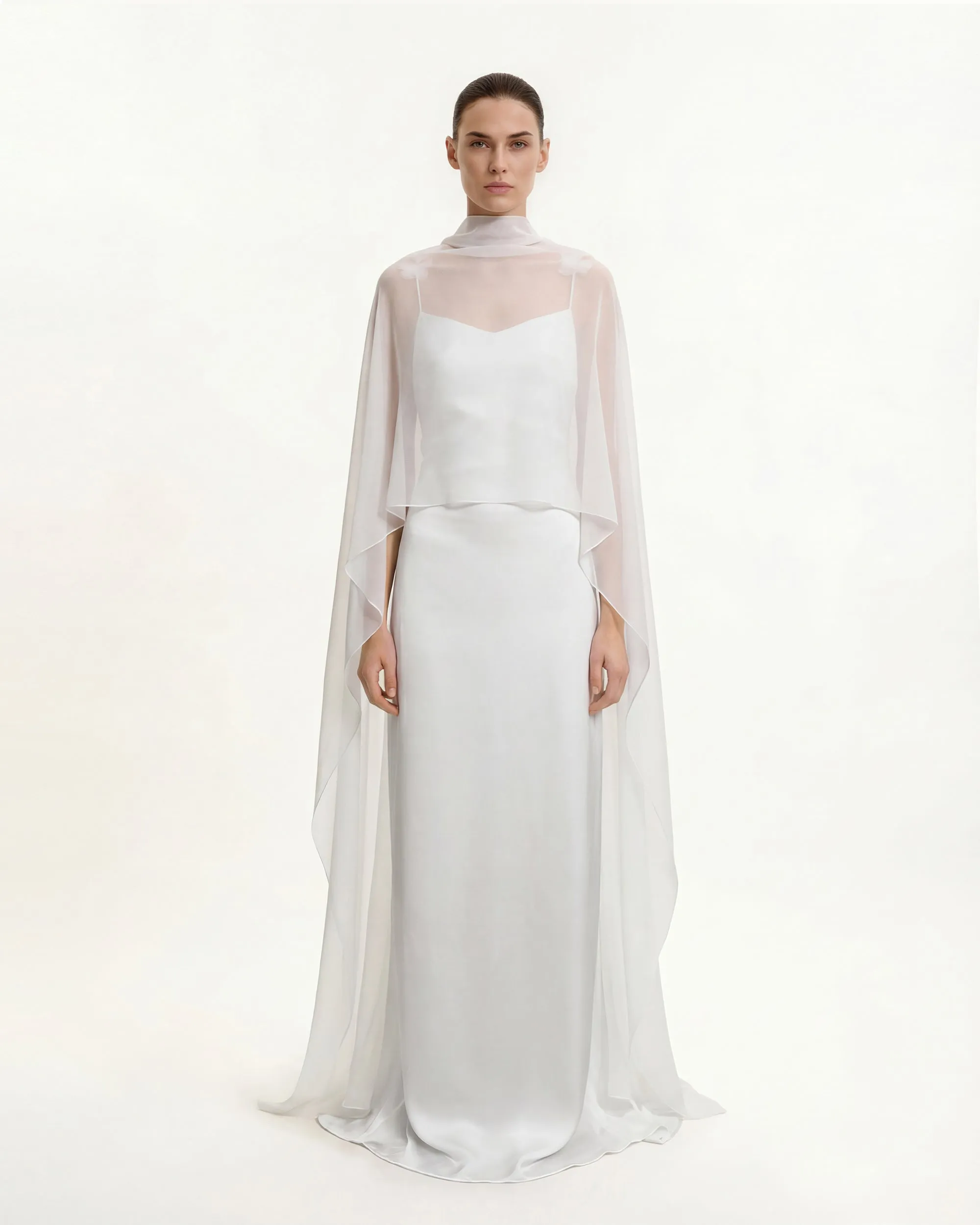 Tulle Cape Shawl - White sold by JW PEI