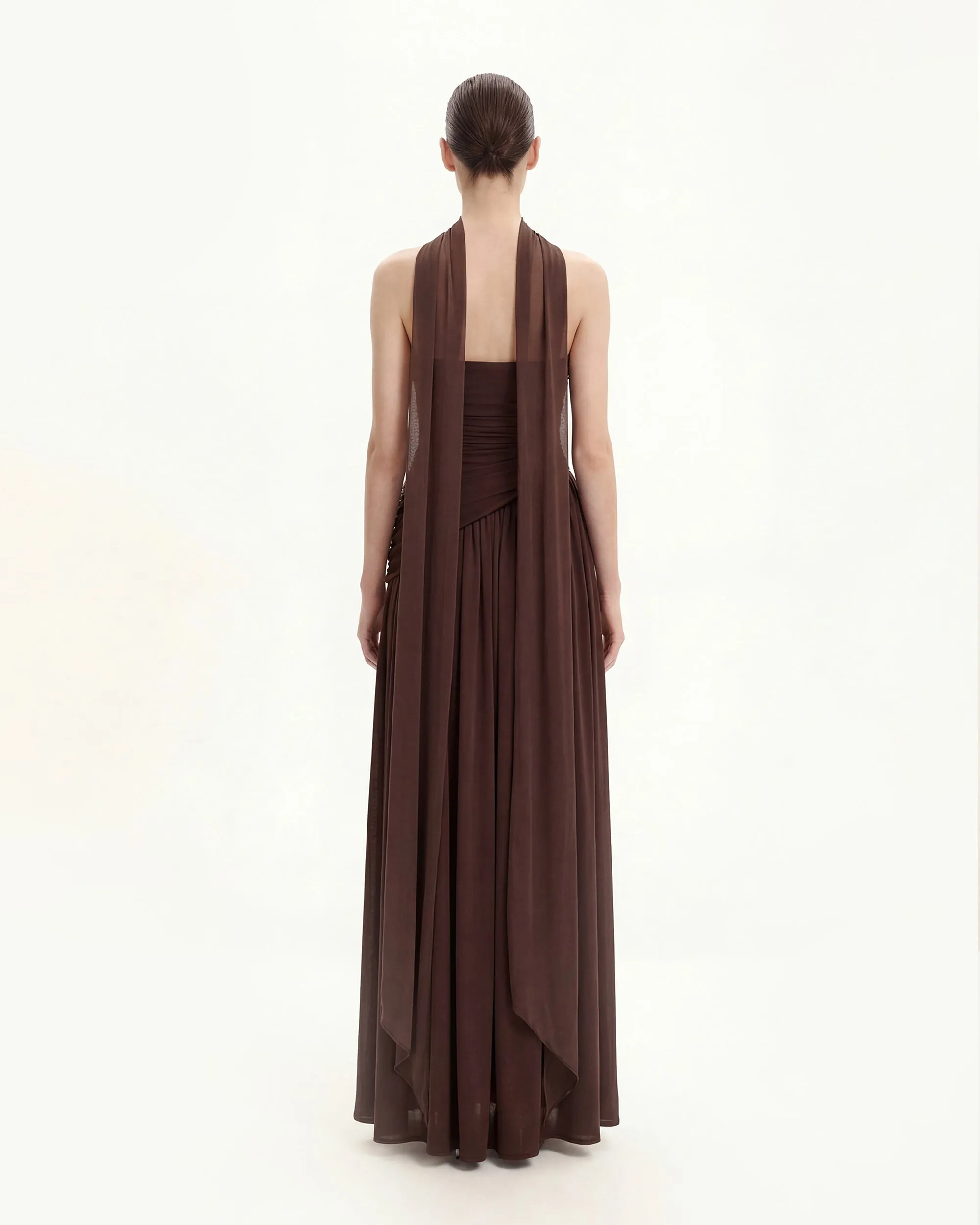 Ruched Panel Strapless Maxi Dress - Brown sold by JW PEI product image thumbnail 3