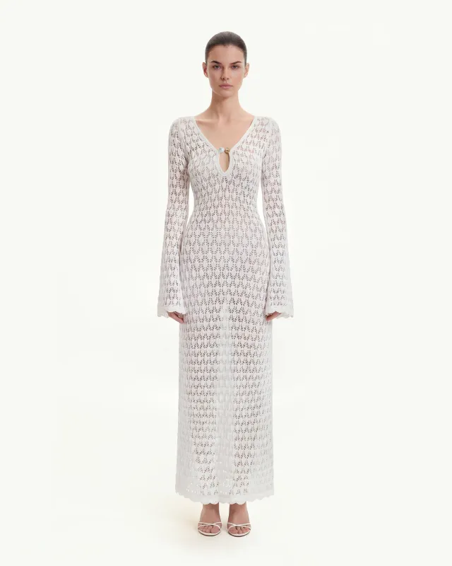 Pointelle Knit Keyhole Maxi Dress - White sold by JW PEI
