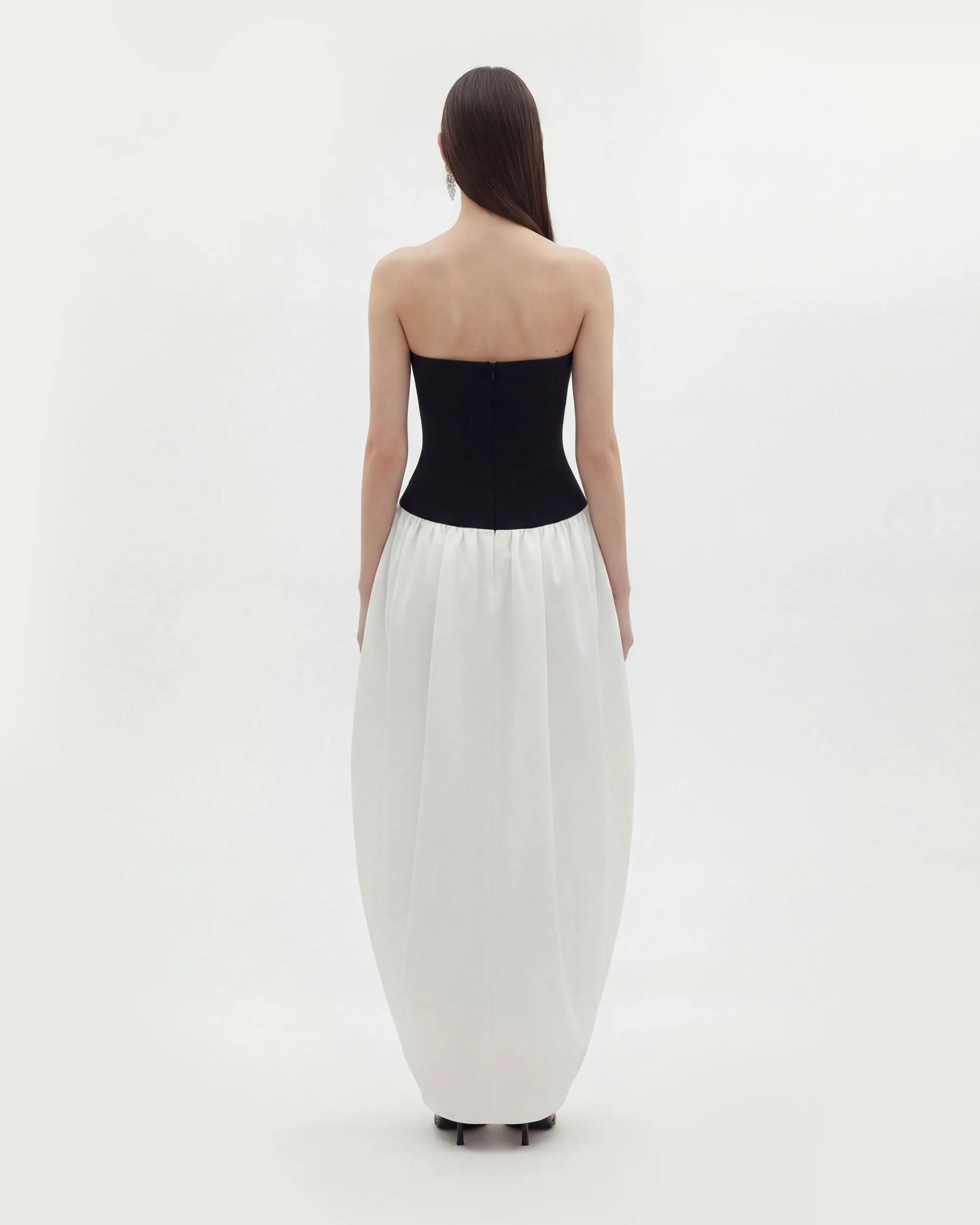 Monochrome Paneled Strapless Sculptural Maxi Dress - Black sold by JW PEI product image thumbnail 3