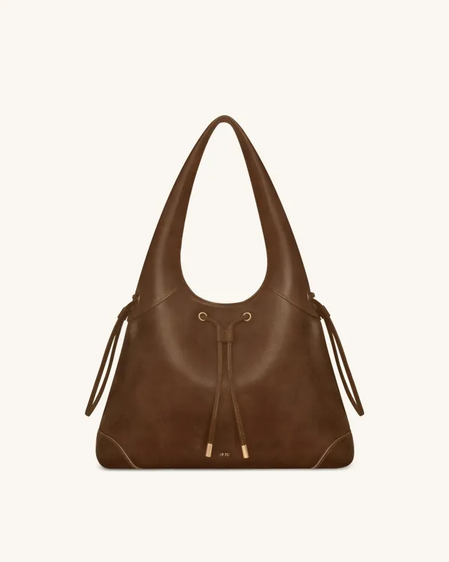 Elara Drawstring Hobo Bag - Brown sold by JW PEI