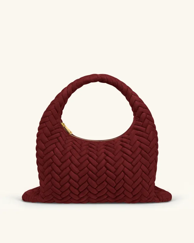 Cora Large Faux Suede Quilting Hobo Shoulder Bag - Burgundy sold by JW PEI