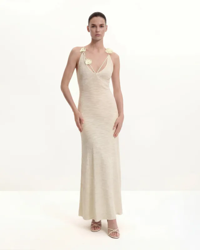 Textured Knit Halter Maxi Dress - Cream sold by JW PEI