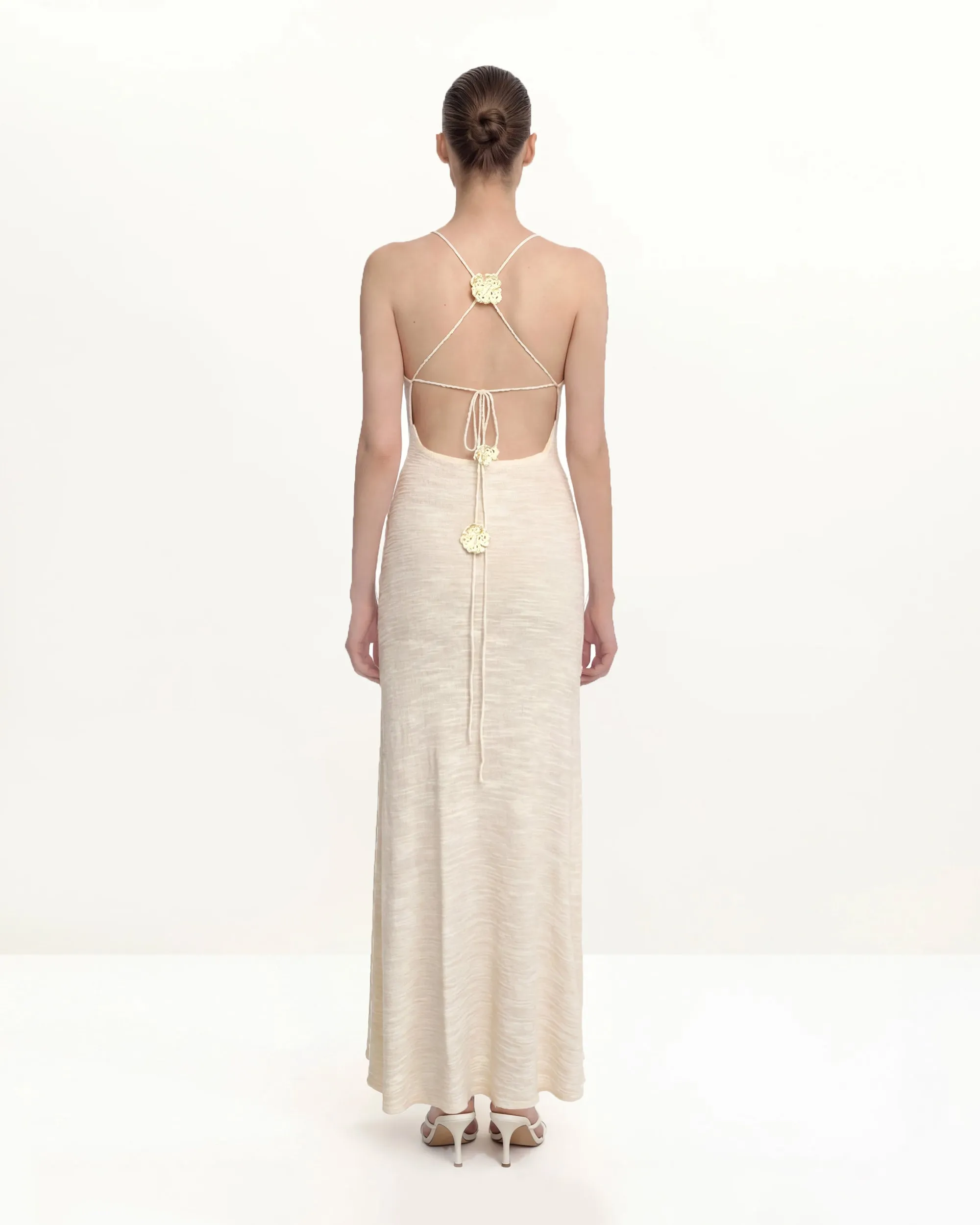 Textured Knit Halter Maxi Dress - Cream sold by JW PEI product image thumbnail 2
